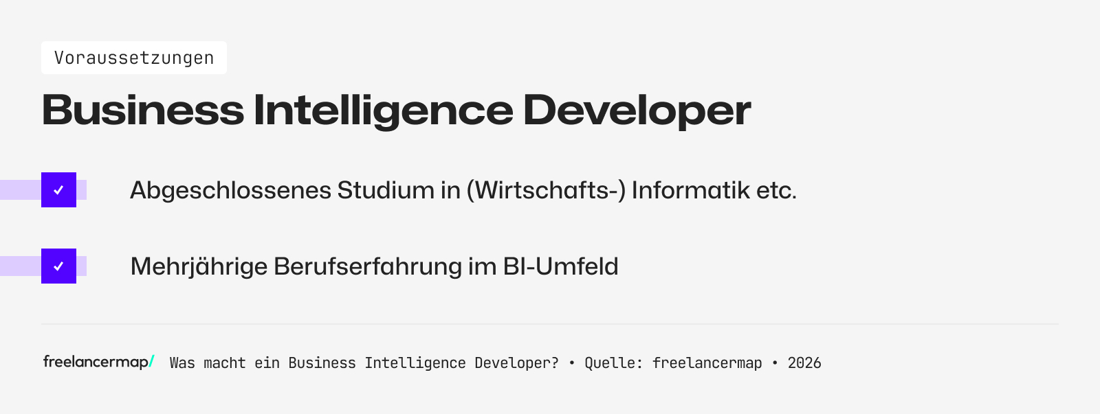 Voraussetzungen, die ein BI Developer in der Regel erfüllen muss   