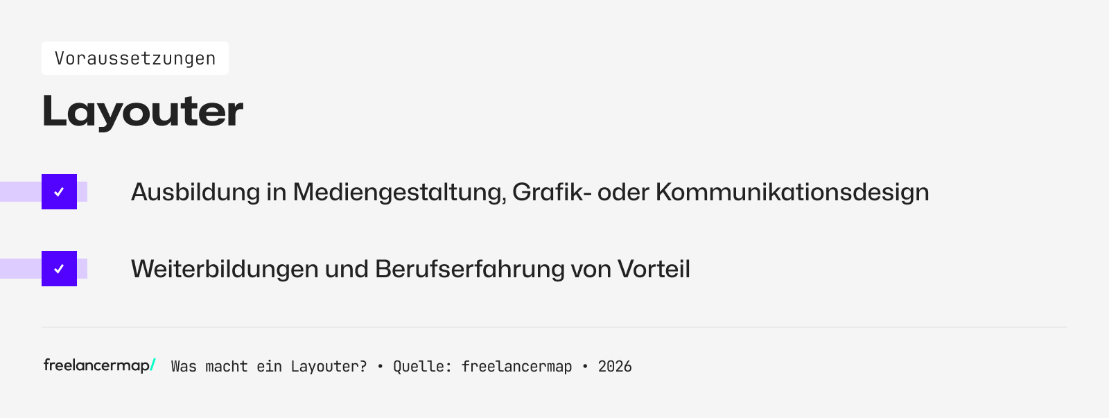 Voraussetzungen, die ein Layouter in der Regel erfüllen muss