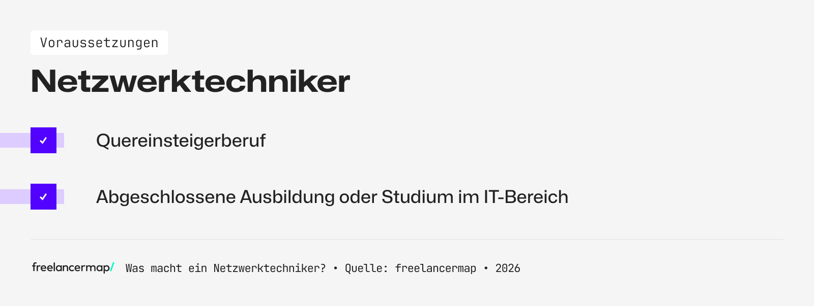 Voraussetzungen, die für den Netzwerktechniker gelten