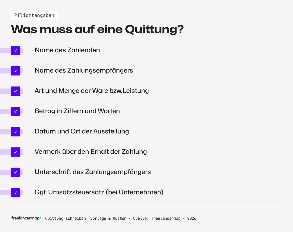 Diese Pflichtangaben muss eine Quittung enthalten