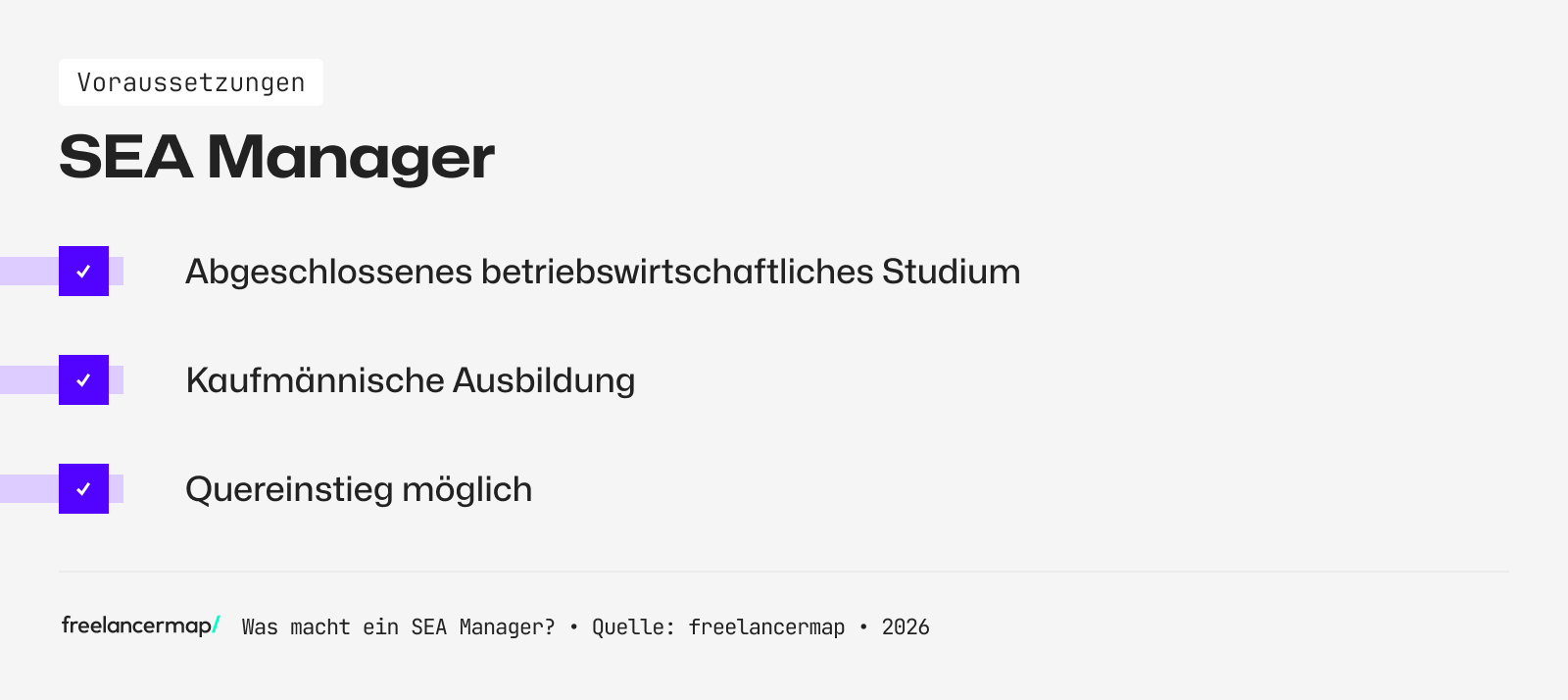 Voraussetzungen, die für den SEA Manager gelten