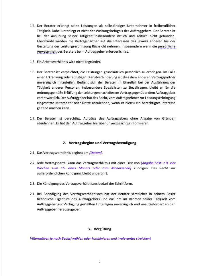 Dienstvertrag Muster: So sieht die Seite aus