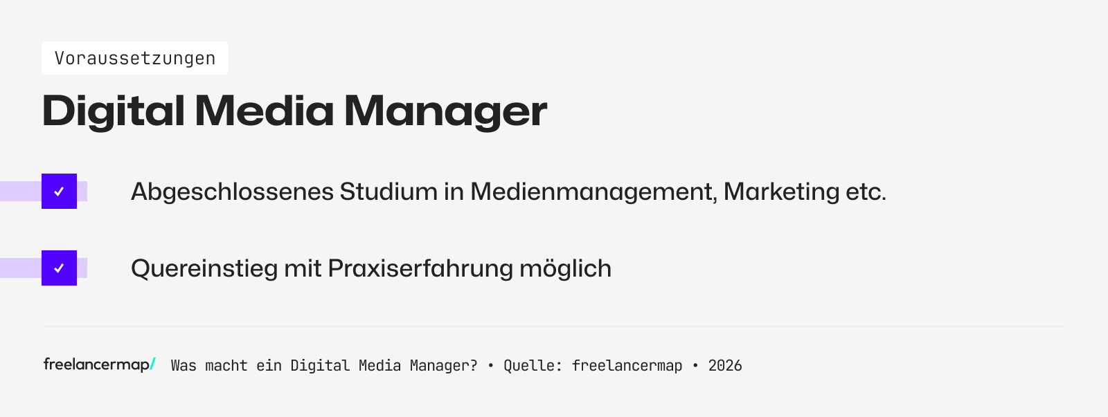 Voraussetzungen, die für den Digital Media Manager gelten