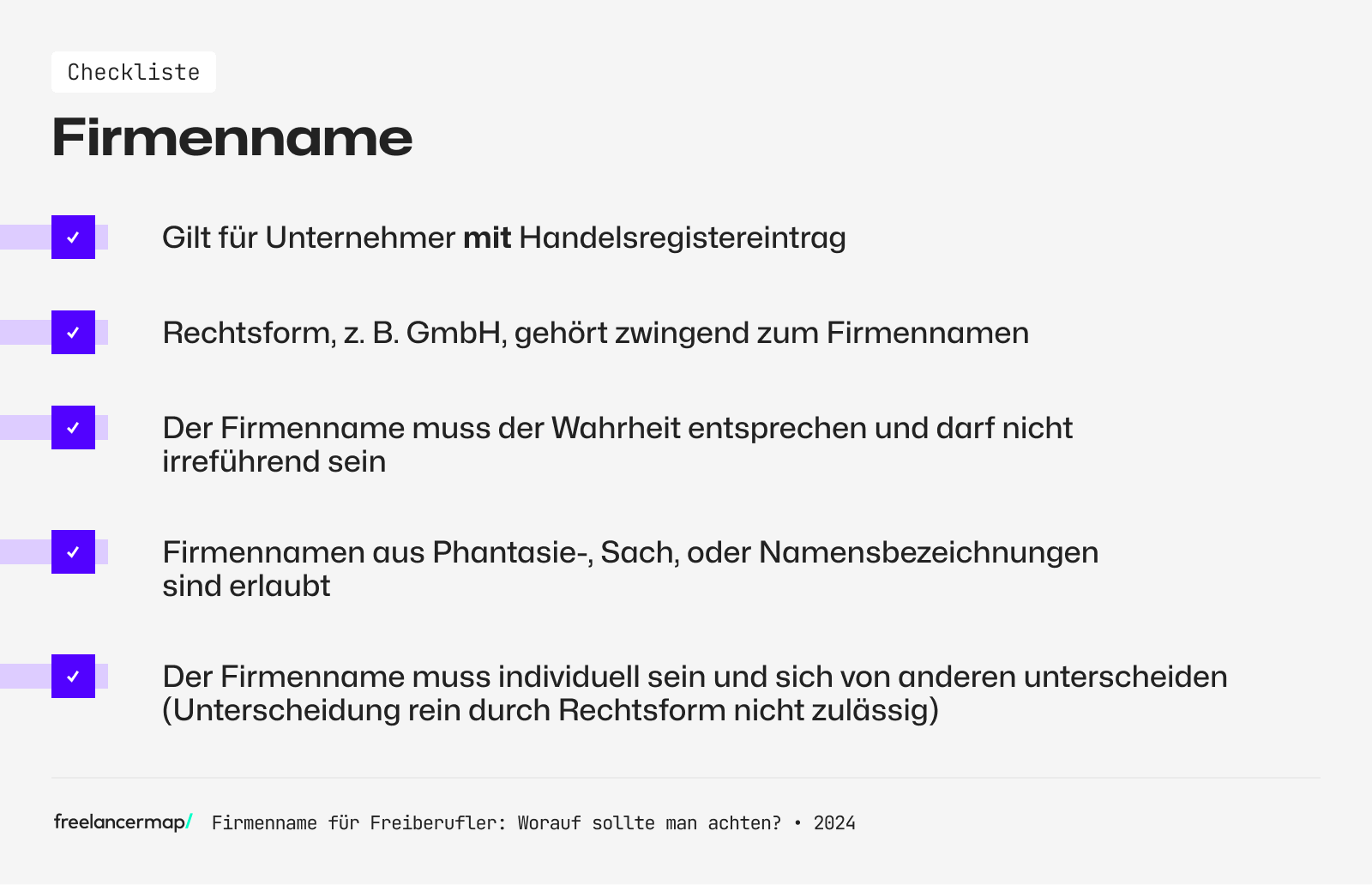 Firmenname Vorgaben