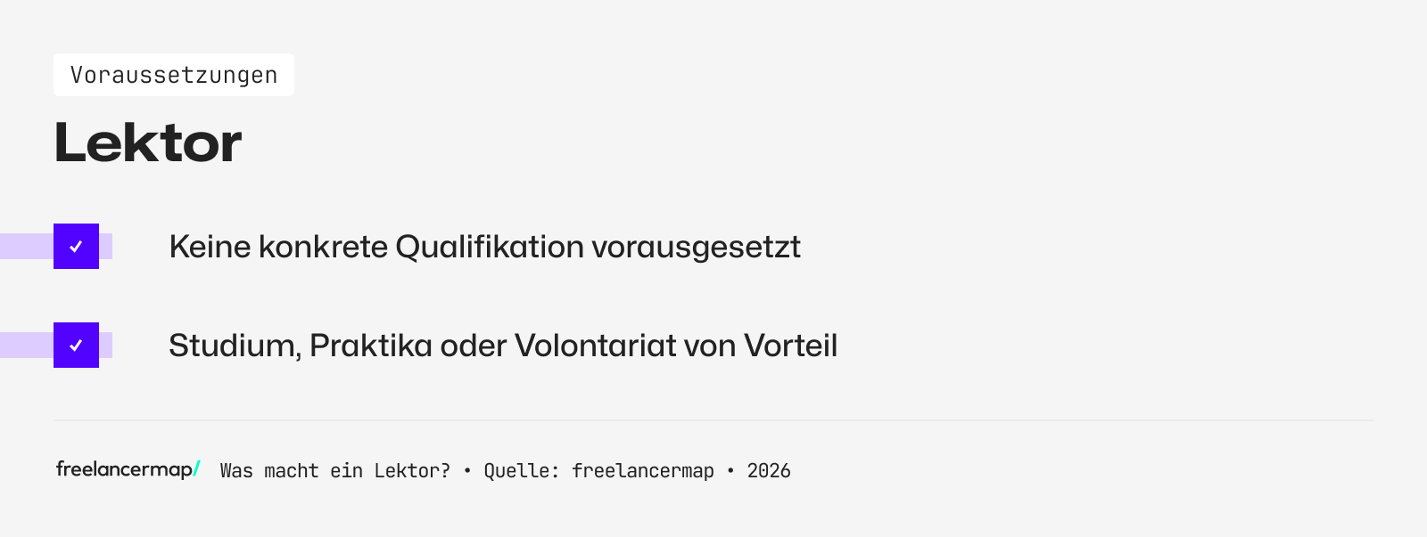 Voraussetzungen, die für den Lektor gelten